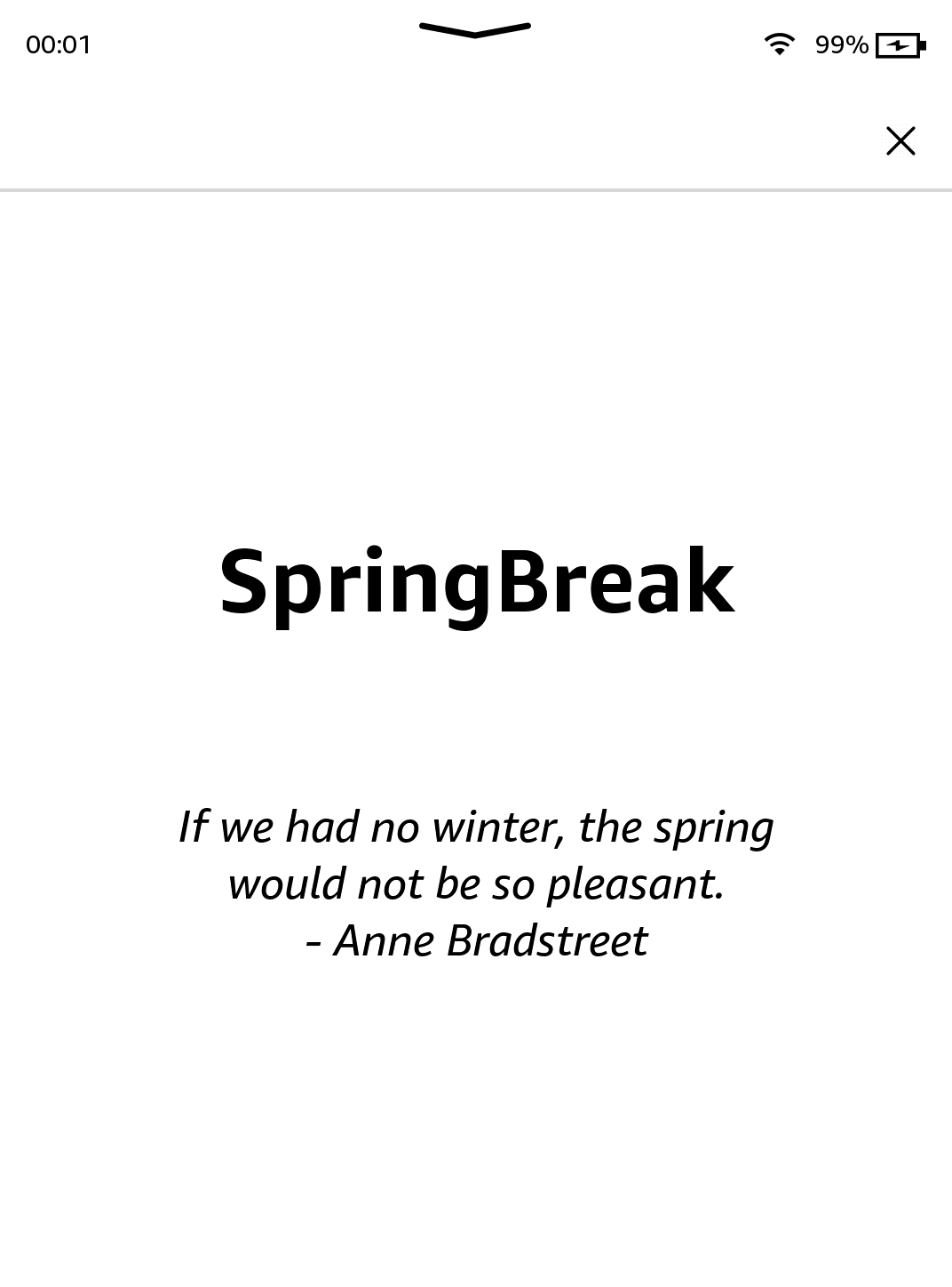 The Kindle Store Showing SpringBreak and A Quote